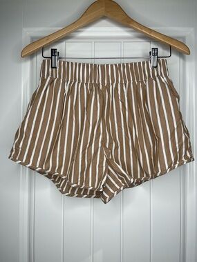 Entireworld Striped Mini Shorts Type D Version 1 Beige Brown White Seersucker